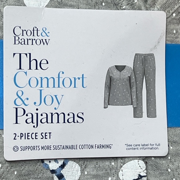 croft & barrow Other - Croft & Barrow Snowman Print Gray Pajama Set NWT Women’s Large